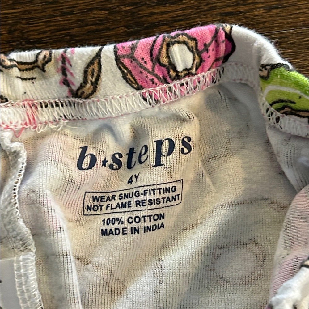 Baby Steps Girls Sport Donut Print Pajama Set - Pink & Green Size 4 - Picture 10 of 11